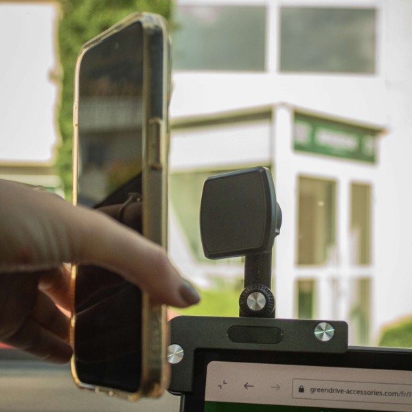 Magnetic phone holder for screen corner installation