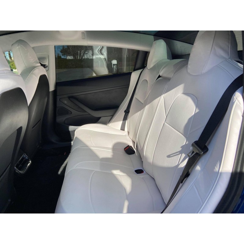 Für Tesla Model 3 Y Autositzbezug Kissen Rückenlehnenkissen Flanell  Anti-Schmutz Anti-Kick Weißes Kissen Innenraum