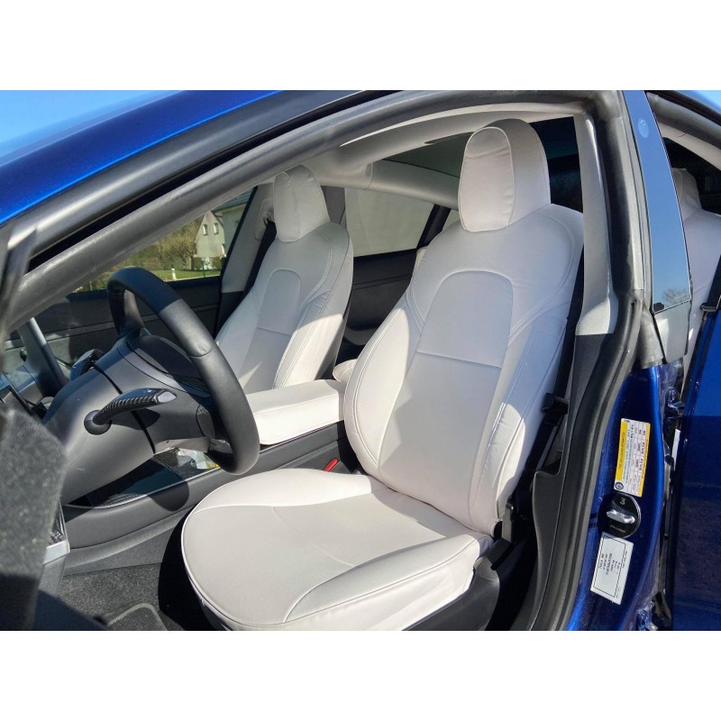 Housse de siège voiture Blanc pour Tesla Model 3 2017 2018 2019 2021 2022 -  Équipement auto