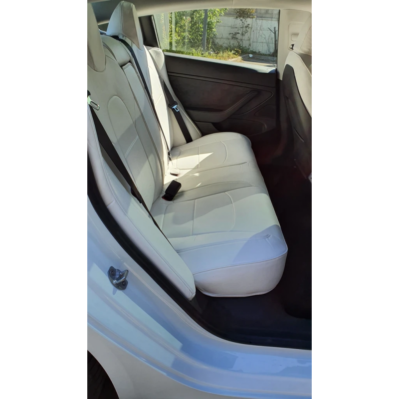 LOZUZ Housses de siège pour Tesla Model 3 2023-2017 - Housse intérieure de  voiture en cuir organosilicié blanc (ensemble complet en organosilicon) :  : Auto