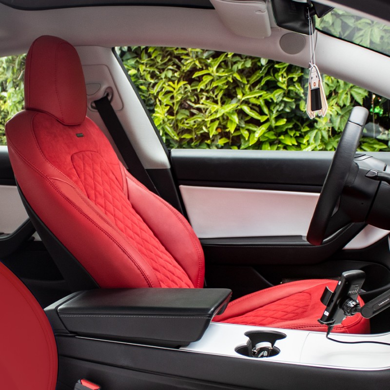 PREZ Voiture Ensembles De Housses Siège pour Tesla Model X 5-Seats 2015  2016 2017 2018 2019 2020 2021 2022, Respirant Et Confortable Interieur  Accessoires,A/Red : : Auto et Moto