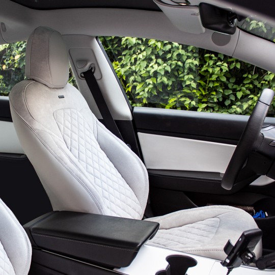 GENTRE Auto Leder Sitzbezügesets für Tesla Model Y 2021 2022 2023  2024,Atmungsaktives Wasserdichtes Vordersitze RüCkbank Sitzschoner Auto  Interieur