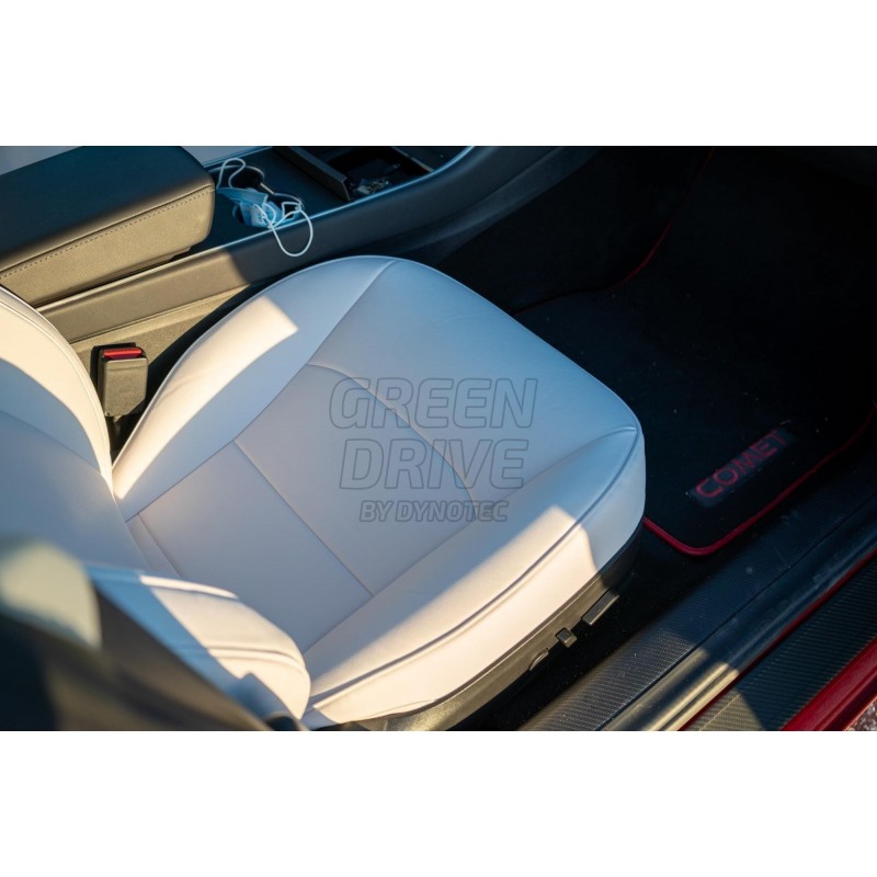 Housses de siège avant en fausse peau de mouton, noir/blanc, pour Tesla  Model S/X/3/Y (2012 – 2023) - blanc