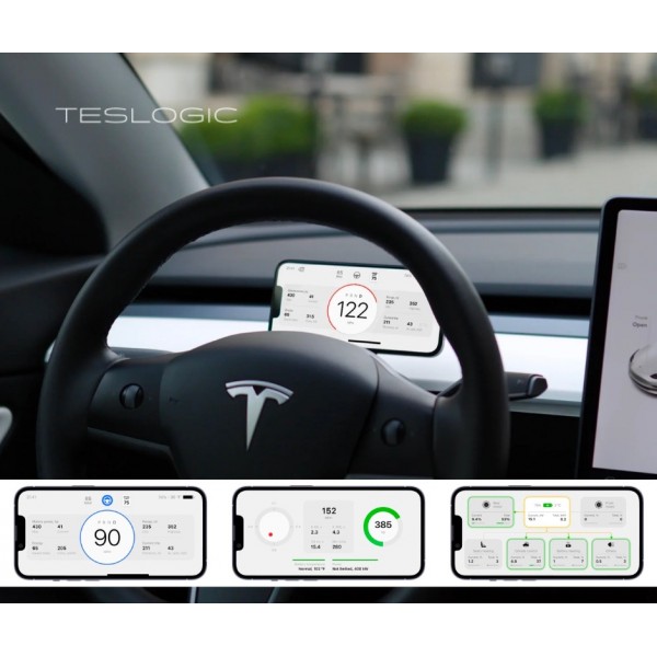 Tesla Model 3 Teslogic V2 det bærbare dashbordet på smarttelefonen din for og Model Y