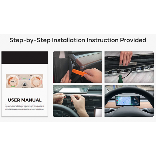 Langaton AppleCar- ja Android Auto -yhteensopiva kuljettajan näyttö Tesla Model 3 ja Model Y