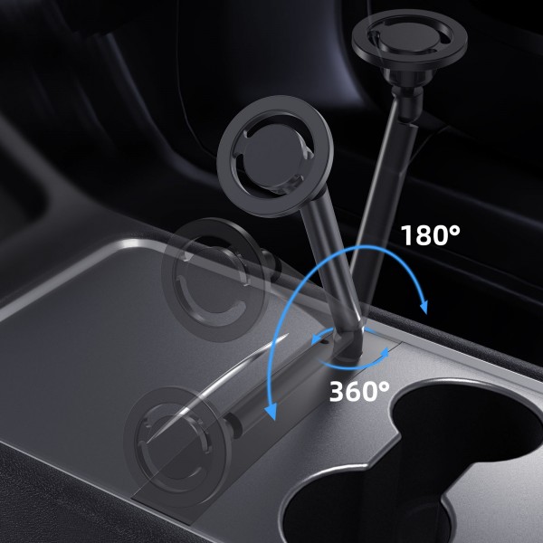 Tesla Model 3 MagSafe-telefonholder integrert i midtkonsollen for og Model Y